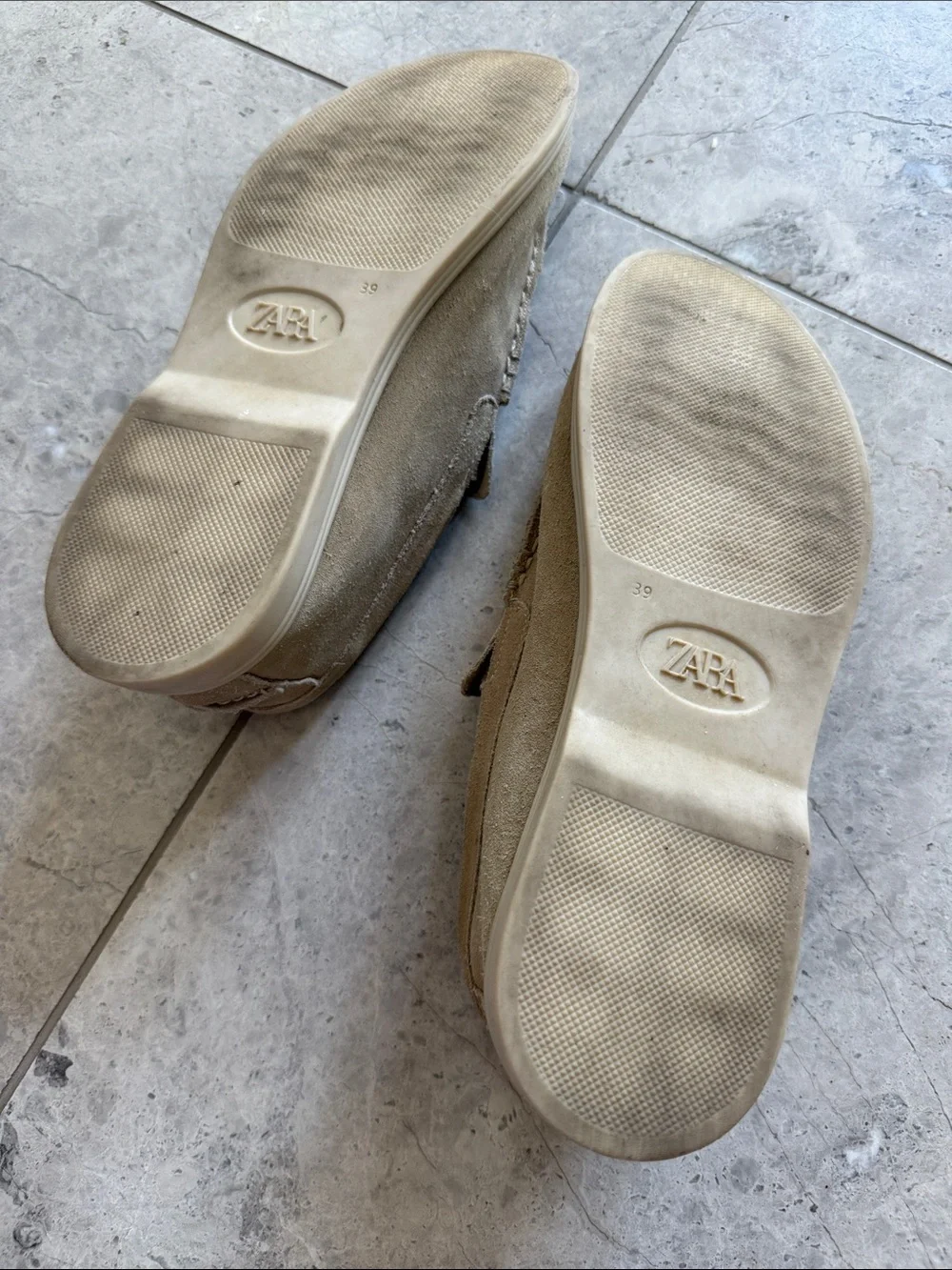 Zara Kids Beige Suede Slip-On Loafers
